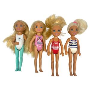Lot of Four (4) Barbie Little Sister Club Chelsea Fashion Dolls 2015-2016
